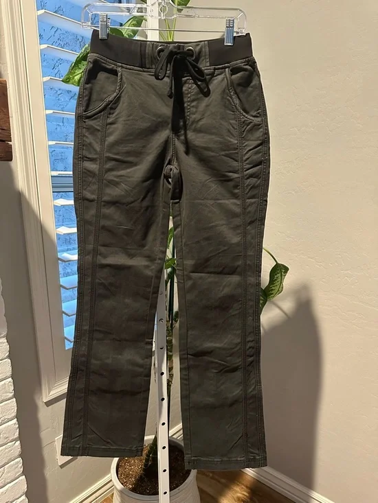 Flamingals Solid Stitch Detail Drawstring Mid Rise Straight Leg Cargo XS NWT - Picture 7 of 8